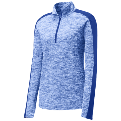 LST397 Sport-Tek Women's PosiCharge Electric Heather Colorblock 1-4-Zip Pullover