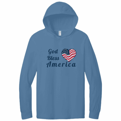 GOD BLESS AMERICA- 363LH Jerzees Classics Unisex Cotton Long Sleeve Hooded T-Shirt